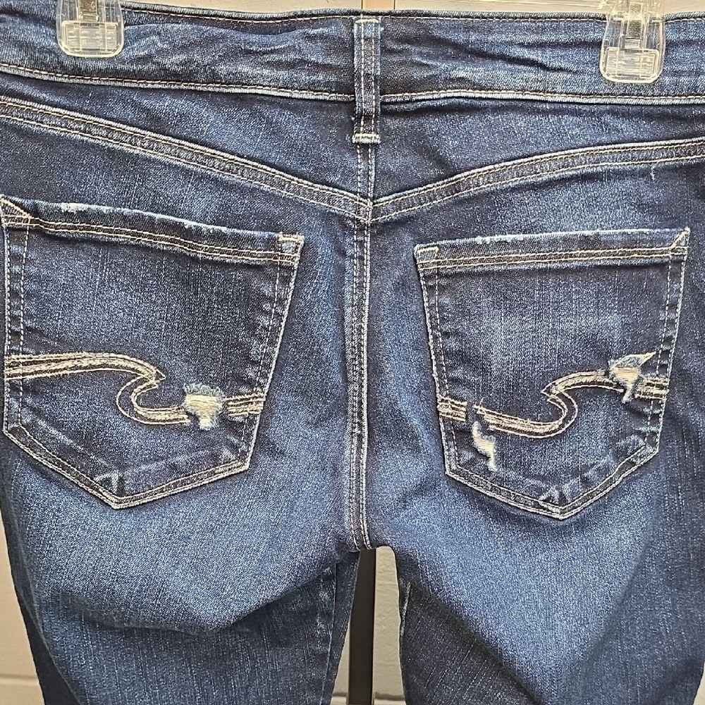 Women's Distressed Silver Blue Jeans - Picture 10 of 12